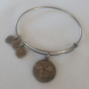 Alex and Ani Silver Bracelet with Gold Flower Charm